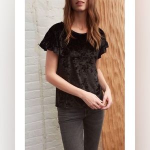 Grey State crushed black velvet T-Shirt, Size 0